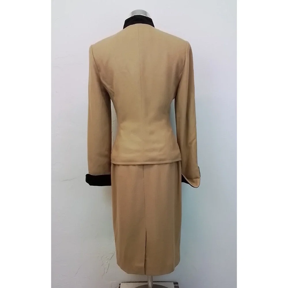 Christian Dior Skirt Suit Set Women's 4 Brown/Black Velvet Jacket + Skirt #J3401